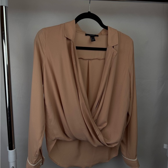 Forever 21 Tops - Forever 21 Blush Wrap Blouse‎ | Long Sleeve Drape Front Size Small